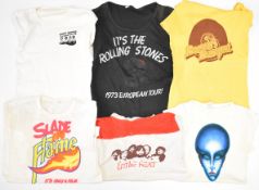 A collection of Rock / Pop promotional T shirts / clothing comprising The Rolling Stones 1973
