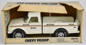 Nylint pressed steel Chevy Pickup with white body, cream interior and opening tailgate, 4411, in