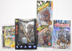Five early Spawn action figure by McFarlane Toys to include The Violator, The Mangler and The