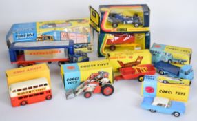 Eight vintage Dinky and Corgi diecast model cars to include Ford Thunderbird 214, ERF Model 44G