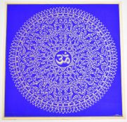 Om Mandala 1967 pop counter culture black light hippie psychedelic poster by A Sirkia, 60 x 59cm