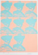 Paul Insect (b 1971) Multiple Mugshot (blue on peach) signed limited edition 91/100 screen print,