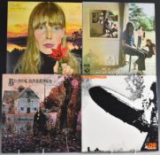 A collection of 26 albums including Led Zeppelin (3 plum), Black Sabbath (2 swirls), Pink Floyd,