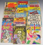 Collection of anti establishment counterculture comics including Cozmic Comics, Nasty Tales, Mr