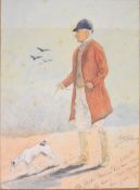 George Algernon Fothergill (1868-1945) charcoal and watercolour study of a huntsman or similar
