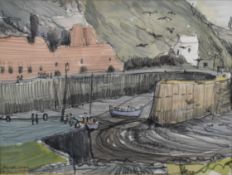 Martin Podd (born 1930) watercolour coastal landscape, Port Gain, Wales, signed, titled and dated