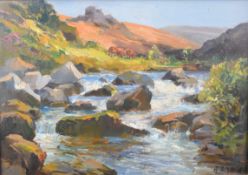 Alexander Carruthers Gould (1870-1948) pair of oil on board Exmoor river landscapes, both signed