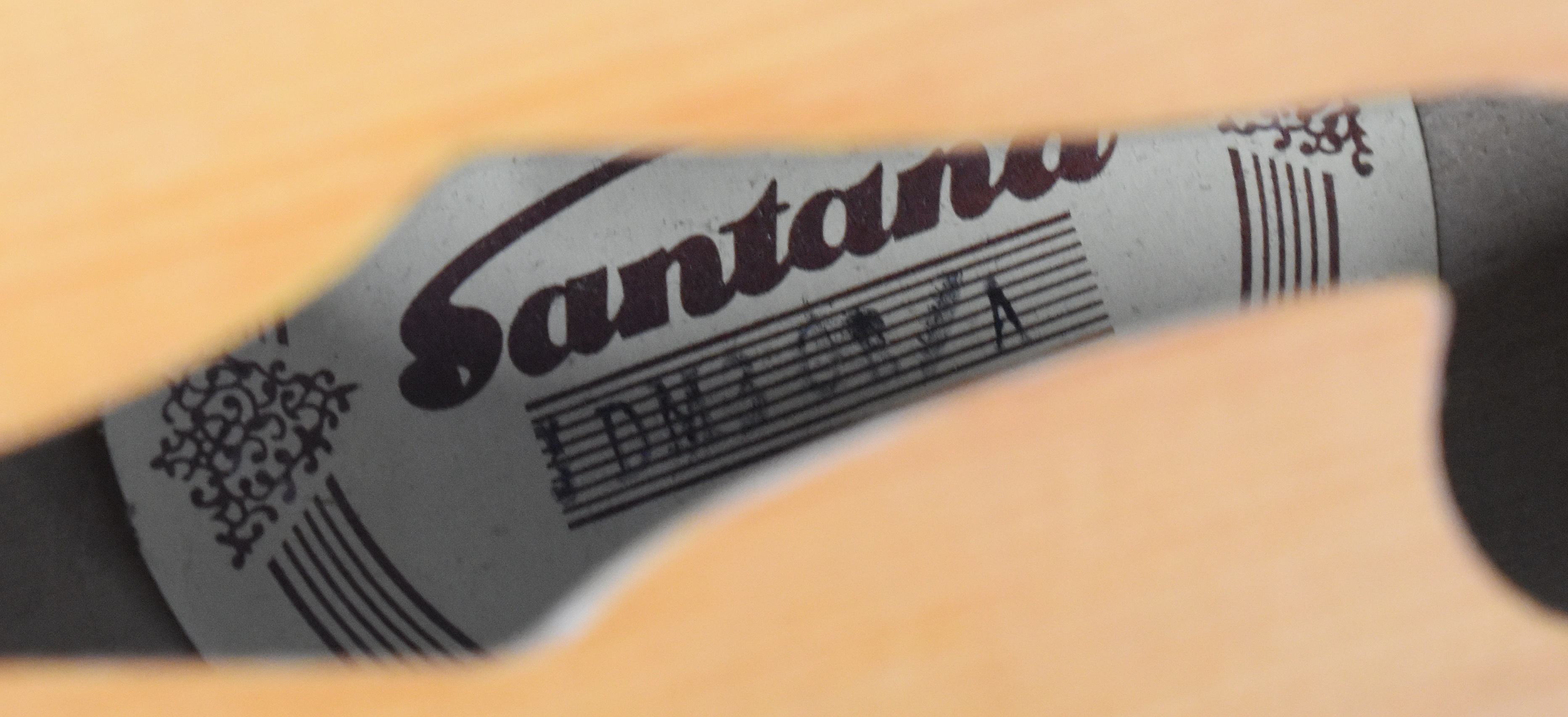 Santana eight string electro-acoustic mandolin with mother of pearl, faux ivory and engraved - Image 8 of 8