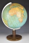 Geographia Ltd Columbus Globe, on aluminium and turned wood stand, overall height 49cm