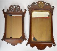 Two 19thC mirrors, one fretwork the other with gilt decoration, larger 67 x 38cm overall