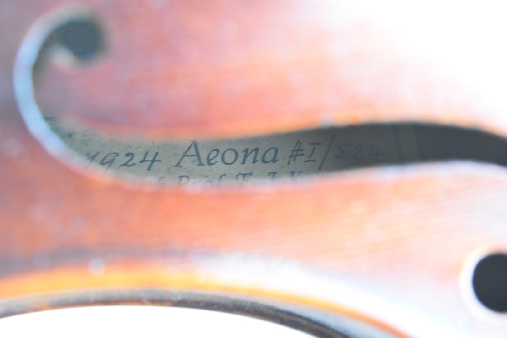 1924 Aeona violin labelled 'Koch & Sterzel A.=G. Dresden 1924 Aeona #I/524 nach Prof F J Koch W Z - Image 16 of 25