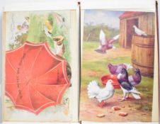 Postcard albums with cards including advertising Prince Albert cigarettes, Van Stan's Stratena
