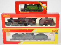 Three Hornby 00 gauge model railway locomotives comprising BR ex LMS Princess Class, SR Schools