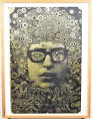 Martin Sharp Bob Dylan psychedelic gold foil poster 'Blowing In The Mind', gold colourway, 75 x