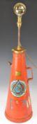 Novelty table lamp in the form of a fire extinguisher, dated 1959, height 94cm