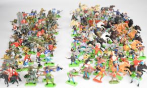 Approximately one hundred and twenty mostly Britains Deetail toy soldiers comprising Cowboys &