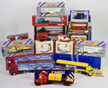 A collection of diecast model cars, buses and lorries to include Corgi, Matchbox, Herpa and