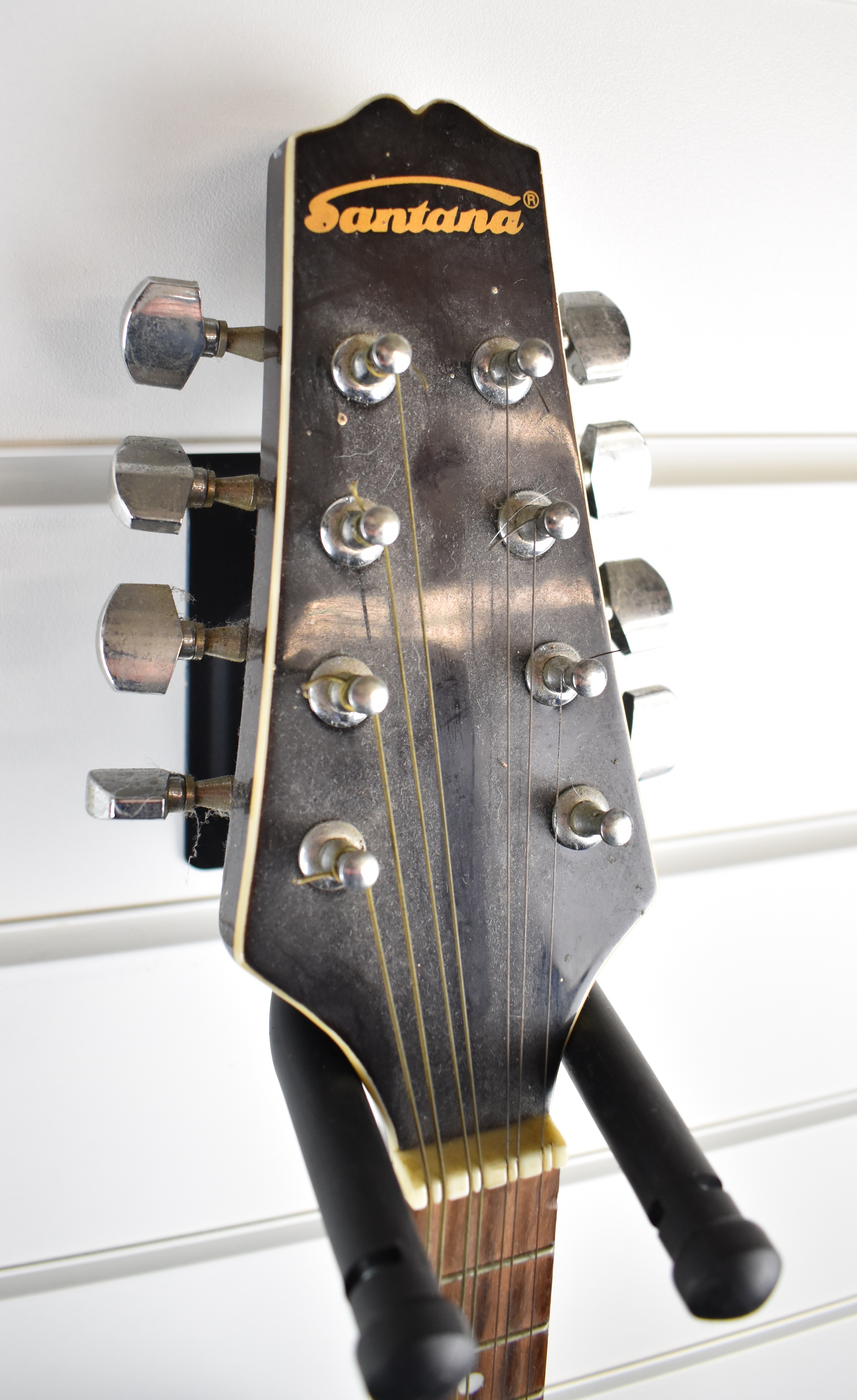Santana eight string electro-acoustic mandolin with mother of pearl, faux ivory and engraved - Image 2 of 8