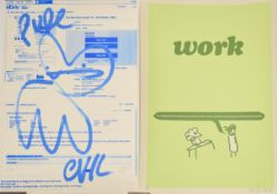 Modern Toss 'Work' signed limited edition 191/200 screen print with P.O.W blind stamp lower left and