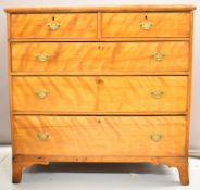 19thC satinwood chest of two over three drawers, W 109 x D 47 x H 108cm