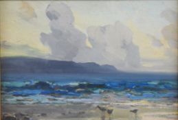 Alexander Carruthers Gould (1870-1948) oil on board Somerset coastal scene, Evening-Porlock bay