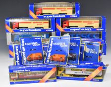 Thirteen Corgi Superhaulers diecast model HGVs together with eight Superhaulers Transit vans, all in