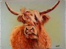Sharon White (contemporary British), acrylic on canvas 'Delilah' the Highland from the Highlands