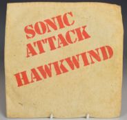 Hawkwind - Sonic Attack one sided colour splattered promo in cloth bag, record appears VG. From