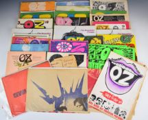 Oz anti establishment counterculture magazines, posters and supplements including multiple issues