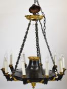 19th century style ten branch chandelier or electrolier with gilt and bronzed metal branches,