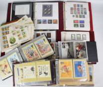 A mostly mint Queen Elizabeth II decimal stamp collection in four folders, the 1987 yearbook with