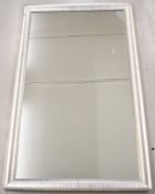 Large modern silver framed mirror, overall size 210 x 130cm