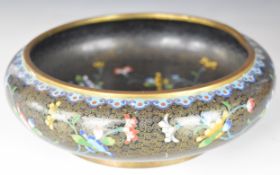 Chinese cloisonné enamel bowl with floral decoration, 20.5cm in diameter.