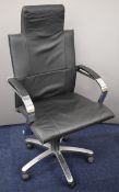 Pair of Sato office chairs with chrome arms and adjustable height and recline