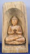 Carved wood Buddha sculpture, 100cm tall.