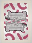 Signed limited edition 38/40 screen print of an Uzi sub machine gun, 70 x 50cm, unframed