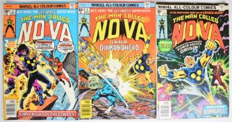 Nova issues #1-3, origin and 1st appearance, key Marvel bronze age comic book, Oct 1976.