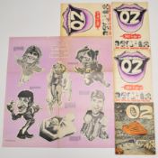 Four Oz anti establishment counterculture magazines comprising three copies of issue 2, one with '