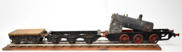 Speedy, Simplex or similar 5 inch gauge live steam locomotive rolling chassis together with a copper