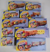 Ten Corgi Classics Chipperfield's Circus diecast model vehicles to include AEC Regal Living Quarters