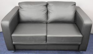 Boss Design Boxer black leather two seater sofa, length 146cm