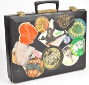 Miranda Ward attaché case with 1970s pop / rock stickers for Hawkwind, Steeleye Span, Van