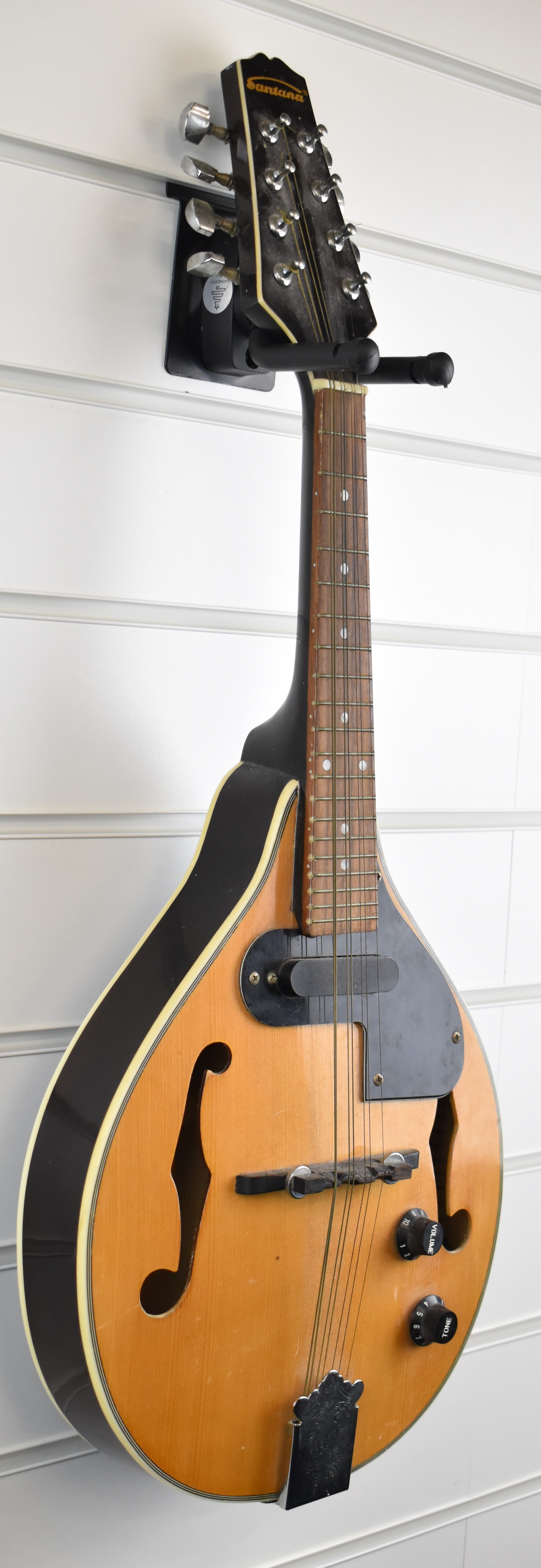 Santana eight string electro-acoustic mandolin with mother of pearl, faux ivory and engraved - Image 5 of 8