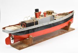 Live steam vintage model ship or boat 'Ada' with primus style blowtorch burner, boiler with whistle,