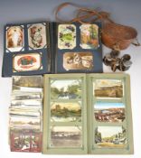 Two Edwardian postcard albums and additional loose cards