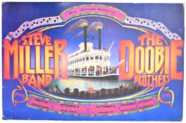 Bill Graham presents The Steve Miller Band and The Doobie Brothers 1995 poster on cardboard, 46 x