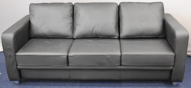 Boss Design Boxer black leather three seater sofa, length 204cm
