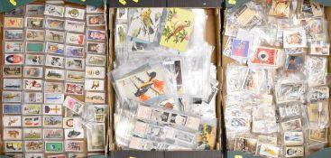 Large collection of cigarette and trade cards in three trays including Players', Wills, Ogden's