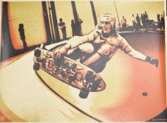 Glen E Friedman, Shepard Fairey and Jim Muir skateboarder signed limited edition 211/450 screen