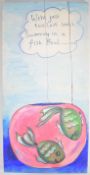 Pink Floyd Pop / Rock interest signed oil on canvas with Wish You Were Here lyrics, signed 'Roger